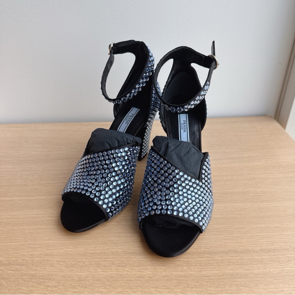 Prada Black and Blue Embellished Heels